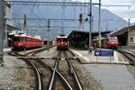RhB Be 4/4 Nr.515 und Ge 4/4 II Nr.615 und Ge 4/4 III Nr.646 in Landquart am 29.08.2009.