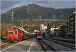 Die HGe 105 ist mit ihrem Regionalzuug 557 von Andermatt nach Visp in Brig eingetroffen.