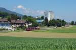 ASm: Regionalzug Langenthal-Solothurn mit Be 4/8  STAR  in fr�hlingshafter Landschaft auf dem Dreischienengeleise bie Niederbipp unterwegs am 18.