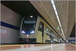 Noch mehr  Stadler  in Domodossola, diesmal im unterirdischen SSIF Valle Vigezzo Bahnhof; der neue FART ABe 8/16 (UIC 90 85 1105-8) wartet als PE 72 47 auf die Abfahrt nach Locarno.