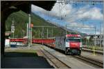 Hier, in Bever, m�ndtet die Albulabahn von Norden her in einer einge Kurve in die Engadiner Strecke ein.