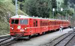 RhB Ge 4/4 I U Nr.601 mit Wendezug und Steuerwagen Nr.1731 in Filisur im August 1990.