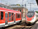 ETR 610 (RABe 503) in Memmingen am 04.06.2022. Daneben 622 055-1.