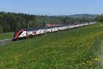 2025-04-30.SBB CFF FFS Chem la Comba Puidoux  Automotrice à deux étages Bombardier Twindexx  RABe 502 019 en UM 502    © la photo vous intéresse merci de me contacter 