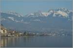Dent de Jaman und Rochers de Naye im Hintergrund, am Ufer des Lac L�man St- Saphorin und ein kleiner Flirt...