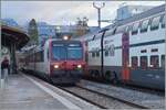Ein RBDe 560 Domino wartet in Vevey auf die Abfahrt nach Puidoux.
