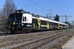 2025.02.06 SBB CFF FFS RegionAlps.Sion
Rame Domino RBDe 560 RA 414 
Arbore une livrée publicitaire pour la télé régional [Canal9]
