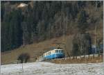 MOB ABDe 8/8 mit einem Schnellzug Richtung Gstaad bei Ch�teau d'Oex am 23.01.2011.
