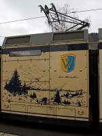 Detail: Antriebeinheit des Be 2/6 - 7001 (Stadler Elektrischer Niederflur-Doppelgelenk-Leichttriebwagen Typ GTW 2/6) der MVR (Transports Montreux–Vevey–Riviera) ex CEV (Chemins de fer