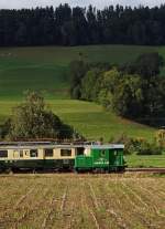 Makies AG/VPM: Der gr�ne Tem 55  SCHMUCKTRUCKLI  der Makies AG in Ufhusen im letzten Abendlicht am 20.