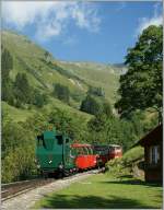 Die talw�rts fahrende BRB H 2/3 N� 12 erreicht mit ihrem fast leeren Zug 4 Planalp.