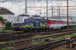 ZSSK 383 110 wirbt beim Einfahrt in Bratislava hl.st. am 27 Augustus 2021 f�r das Europ�isches Jahr der Eisenbahn.